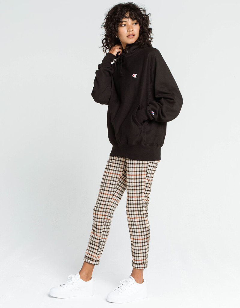 CHAMPION Reverse Weave Womens Black Oversized Hoodie image number 4
