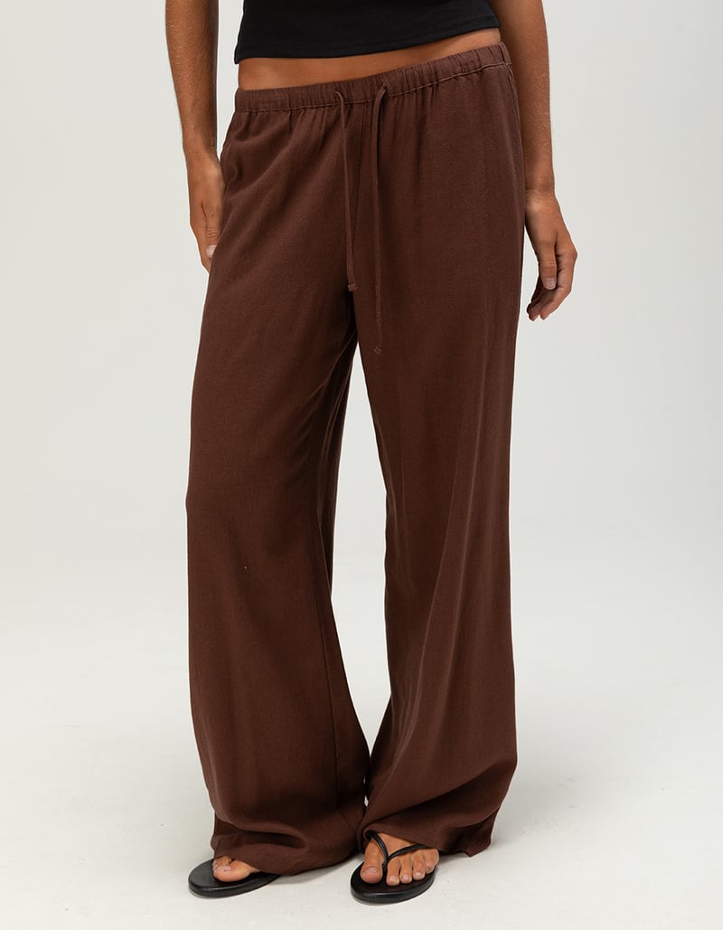 RSQ Womens Low Rise Pull On Linen Pants image number 1