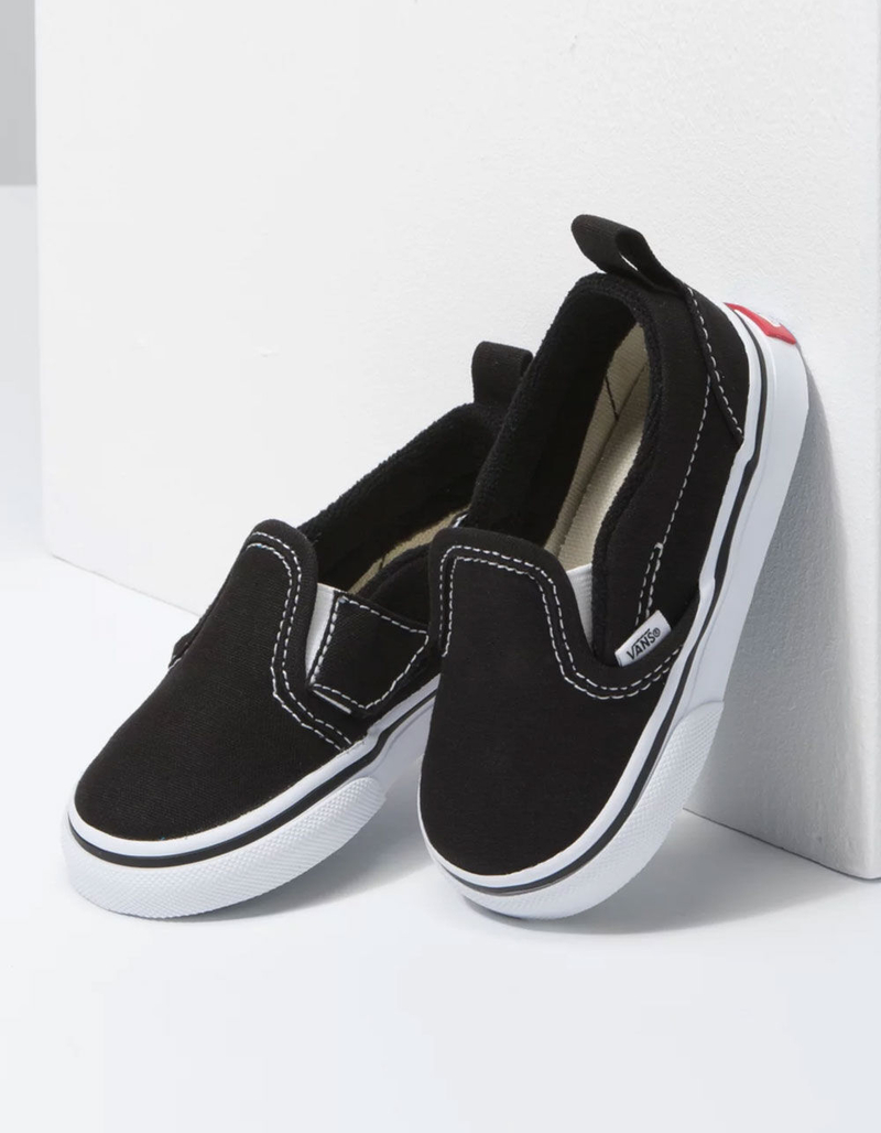 VANS Toddler Canvas Slip-On Black Velcro Shoes image number 2