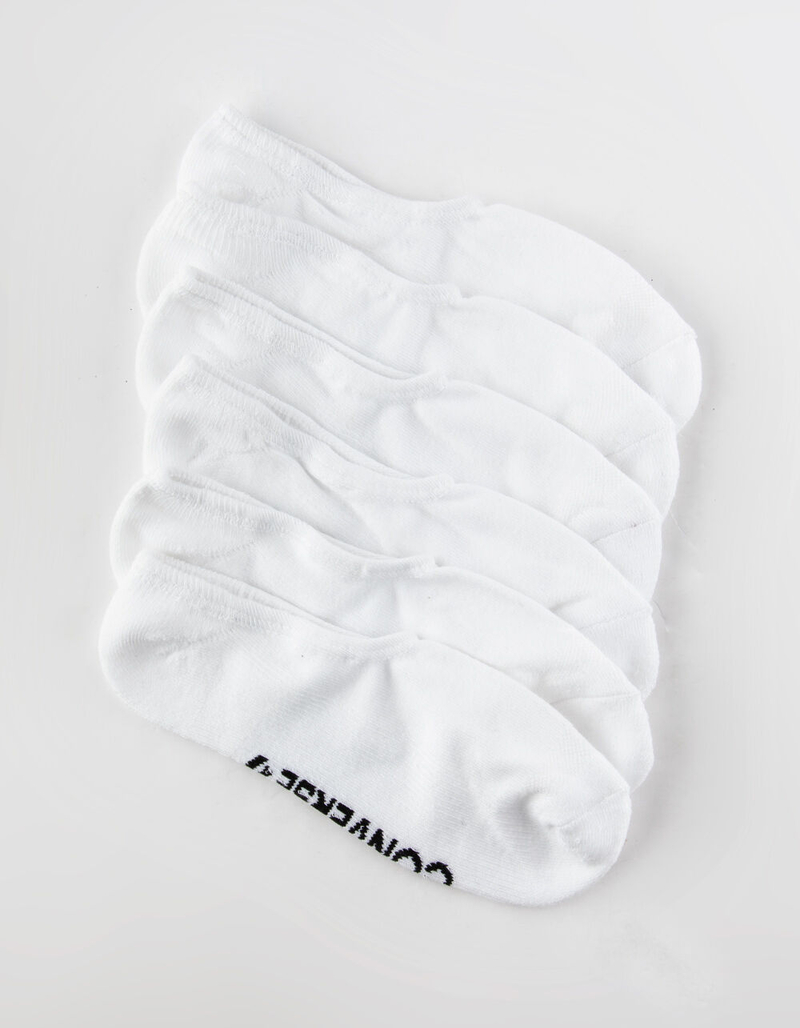 CONVERSE 6 Pack Solid White Womens Ankle Socks image number 0