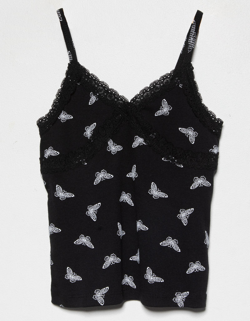 FULL TILT Butterfly Lace Trim Girls Tank Top image number 0