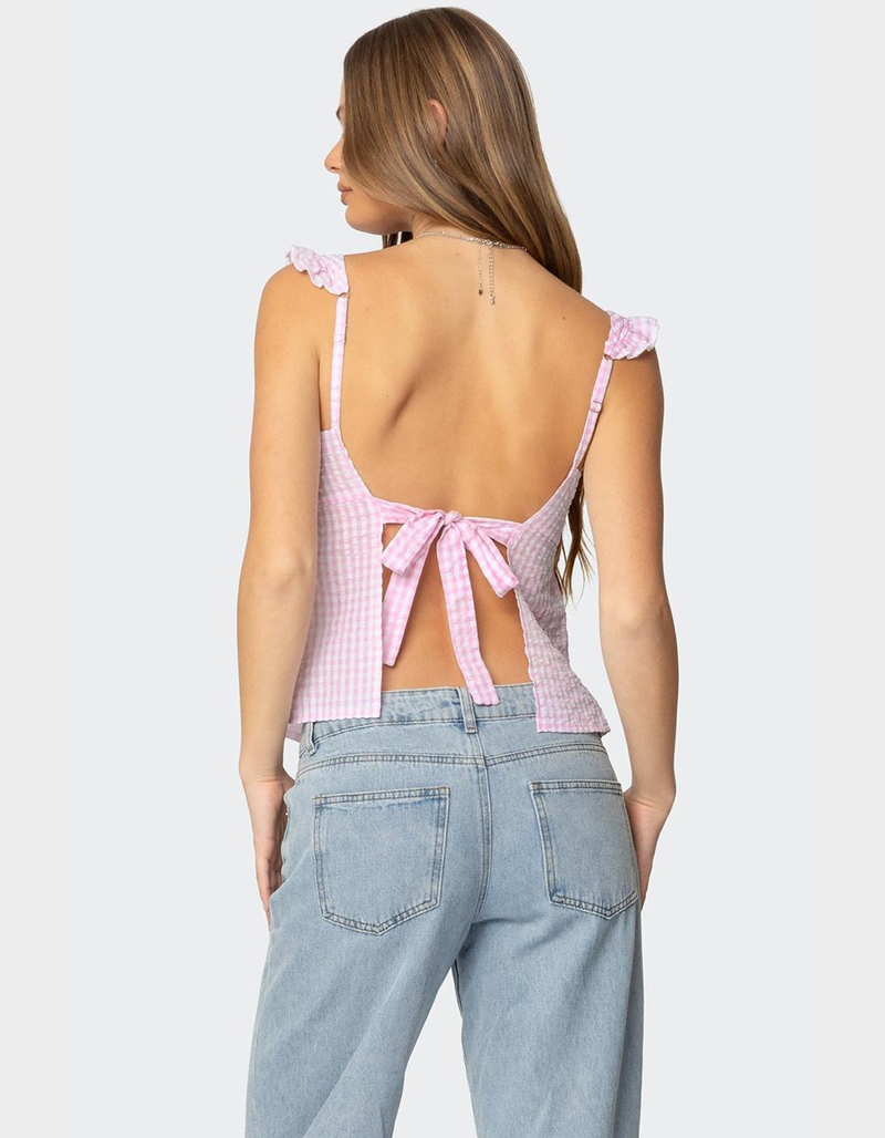 EDIKTED Jenson Backless Gingham Top image number 3