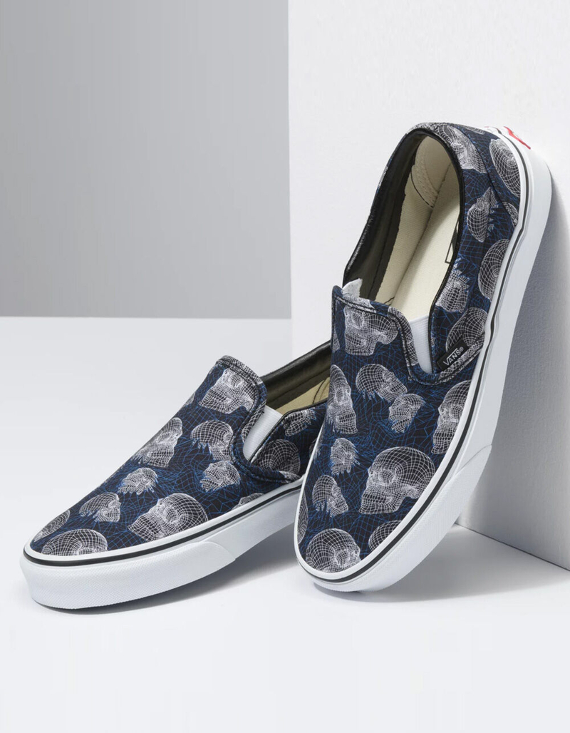 VANS Wireframe Skulls Classic Slip On Shoes image number 3
