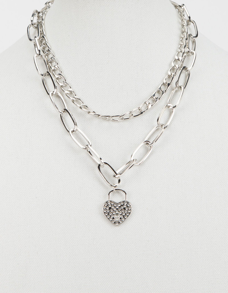 FULL TILT Heart Lock Chunky Chain Necklace image number 3