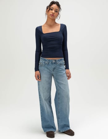 TILLYS Square Neck Cinch Womens Long Sleeve Top Alternative Image