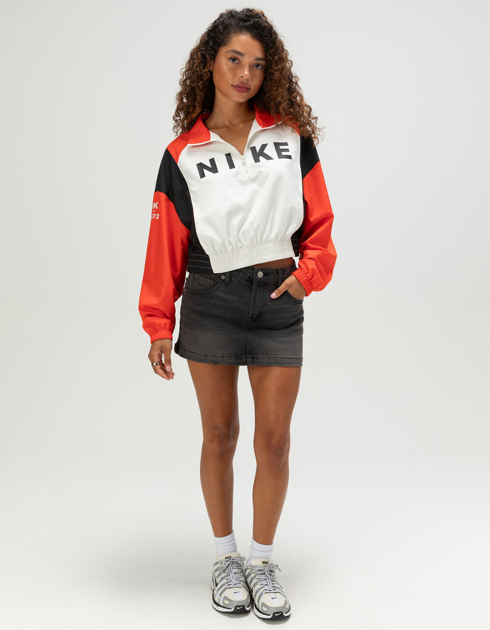 NIKE Sportswear Classic Womens Pullover Jacket - WHITE COMBO
