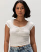 FULL TILT Texture Lace Trim Womens Crop Top image number 1