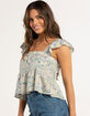 RSQ Floral Flutter Sleeve Womens Top image number 2