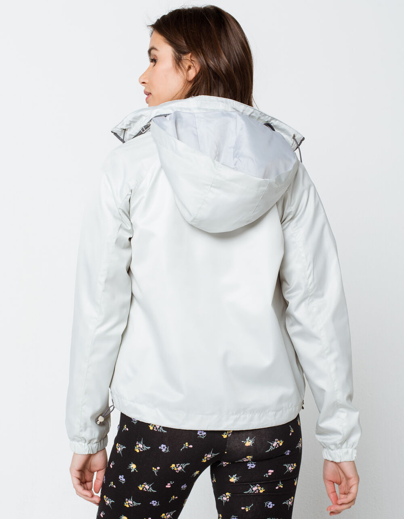 MISS LONDON Invisible Hood Womens Gray Windbreaker Jacket image number 2