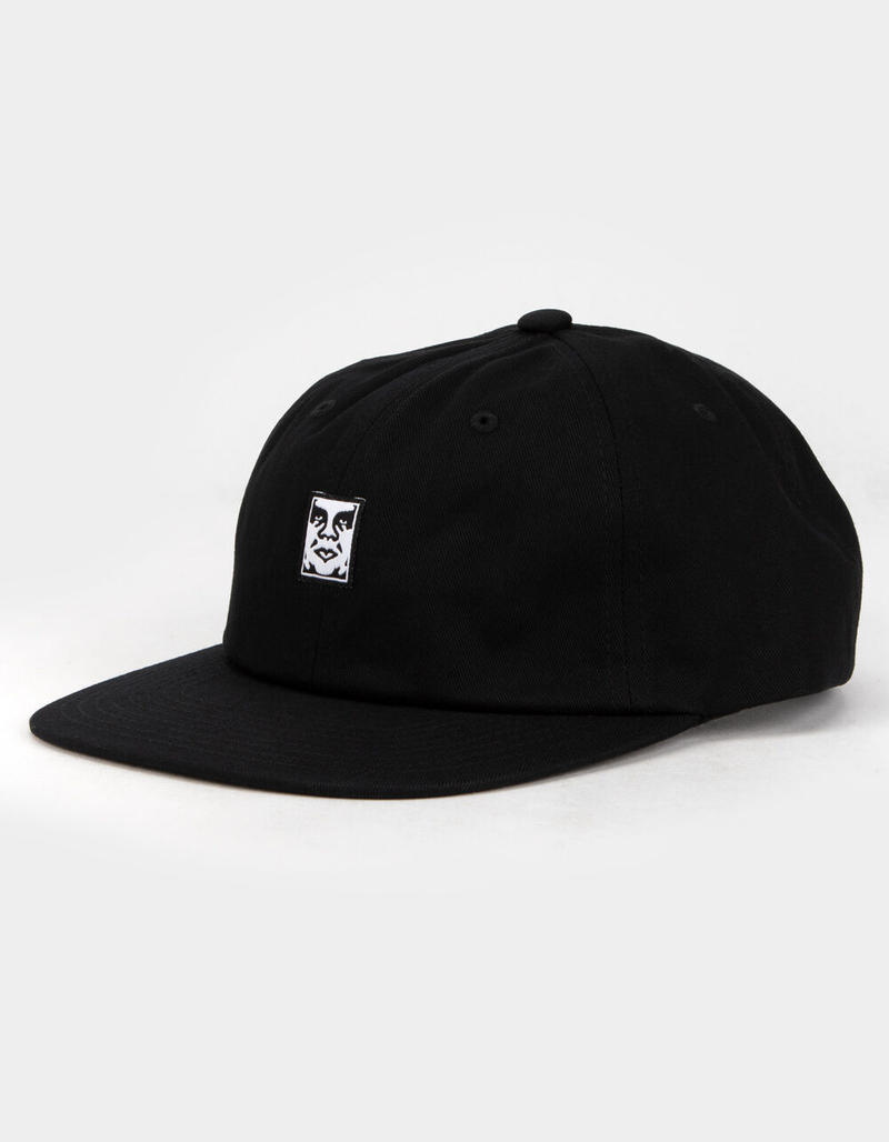 OBEY Icon Face Mens Black Strapback Hat image number 0