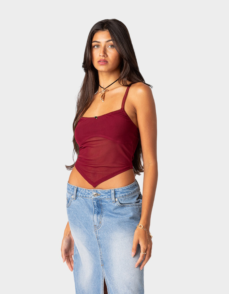 EDIKTED Cressida  Sheer Mesh Womens Tank Top image number 4