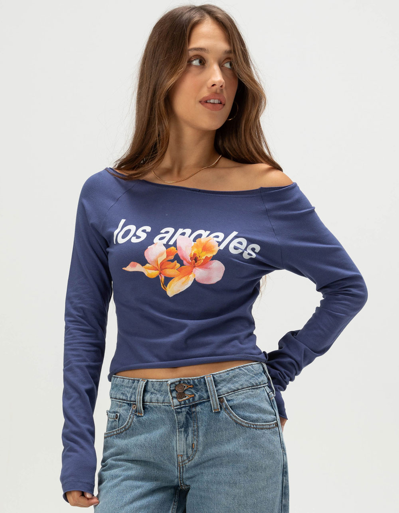 FULL TILT LA Hibiscus Womens Off The Shoulder Top image number 0