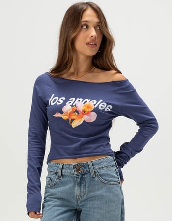FULL TILT LA Hibiscus Womens Off The Shoulder Top Primary Image