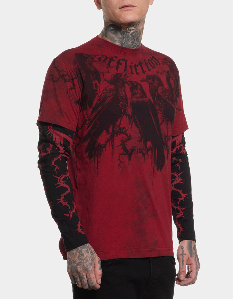AFFLICTION Crows Mens 2fer Long Sleeve Tee image number 2