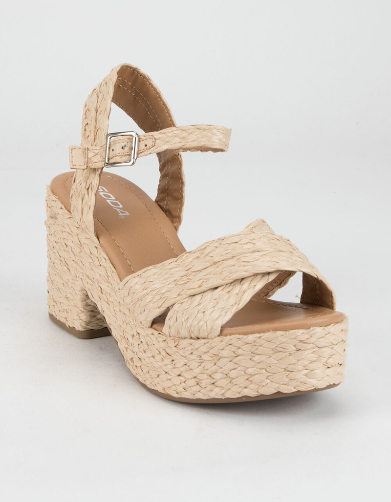SODA Raffia Crisscross Womens Platform Sandals image number 0