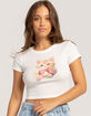FULL TILT Kitten Bow Womens Baby Tee image number 1