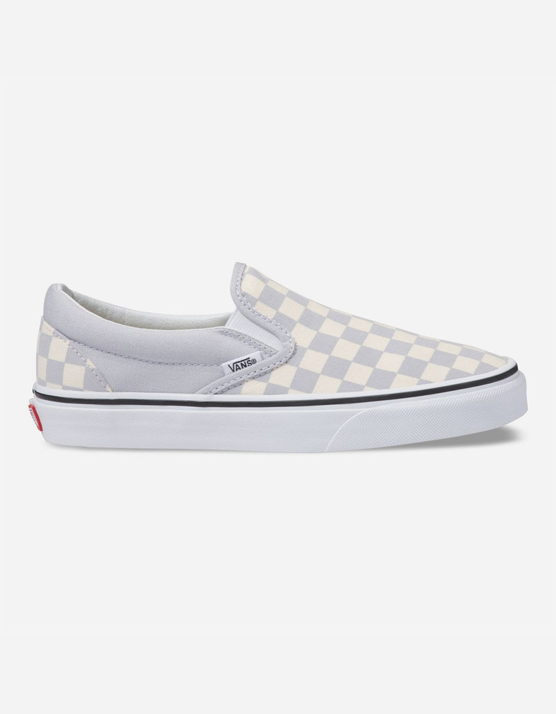 VANS Checkerboard Gray Dawn & True White Womens Slip-On Shoes image number 0