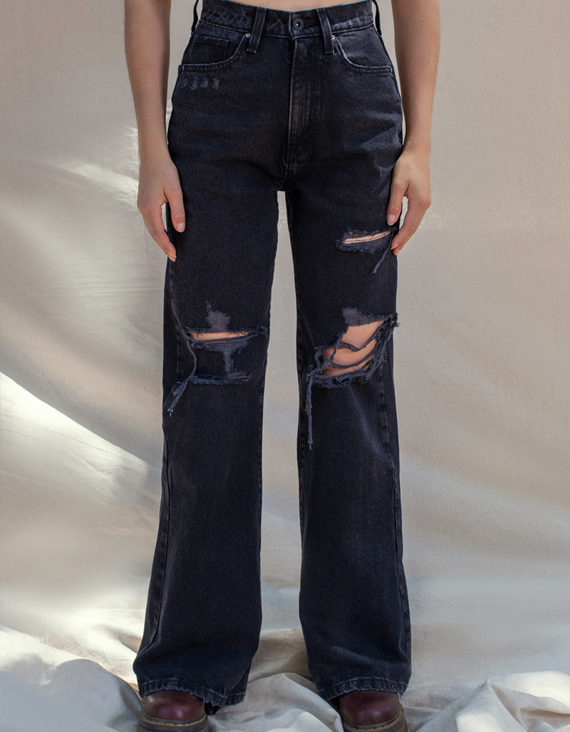 WEST OF MELROSE Destructed Wide Leg Womens Jeans image number 1