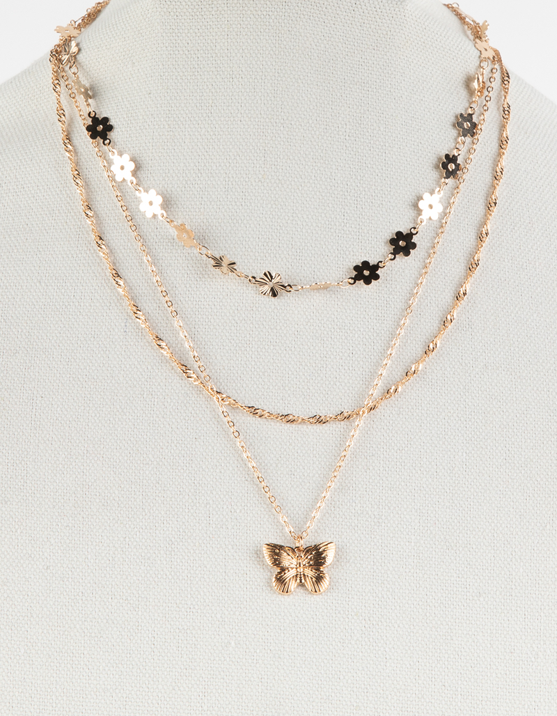 FULL TILT Layered Flower Butterfly Necklace image number 2