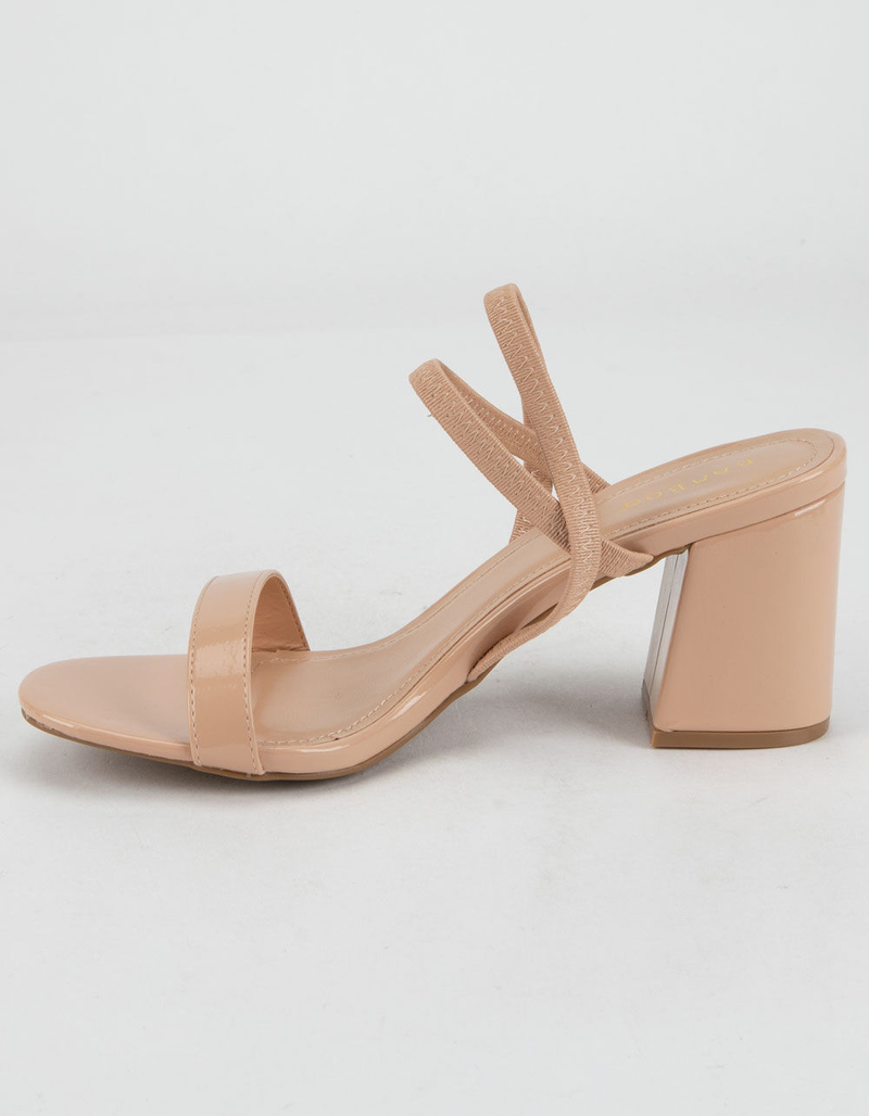 BAMBOO Elastic Strap Womens Nude Block Heels image number 2