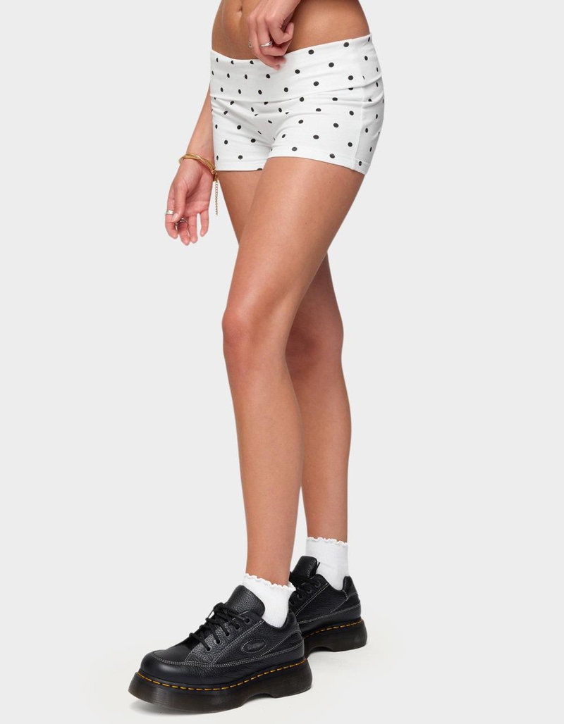 EDIKTED Chelsie Polka Dot Foldover Shorts image number 1
