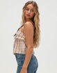MADDEN GIRL Plaid Womens Babydoll Top image number 3