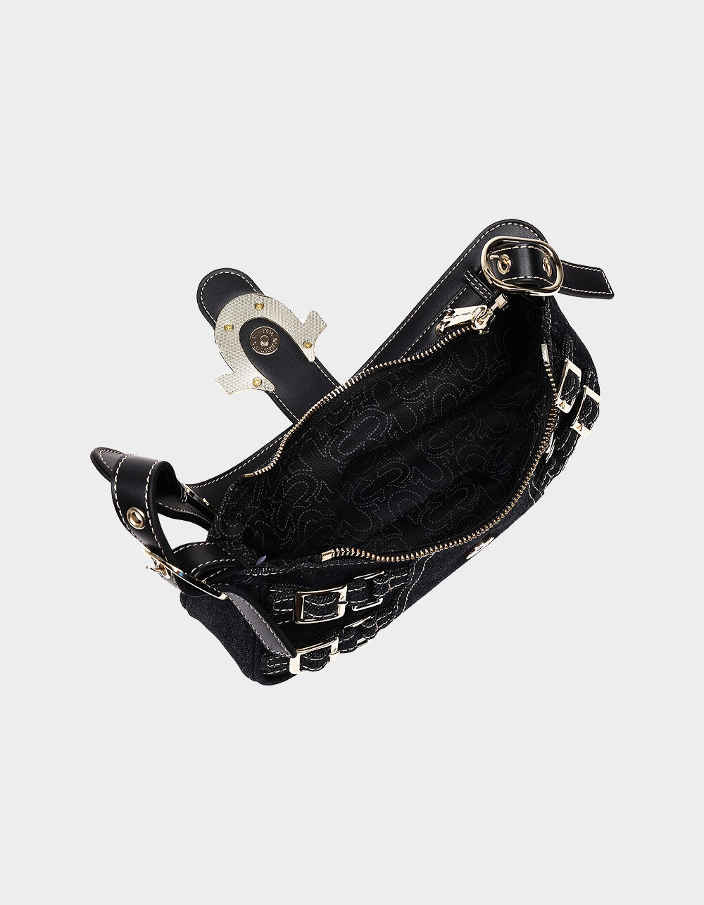 TRUE RELIGION Multi-Strap Denim Shoulder Bag - BLACK - ONE SIZE