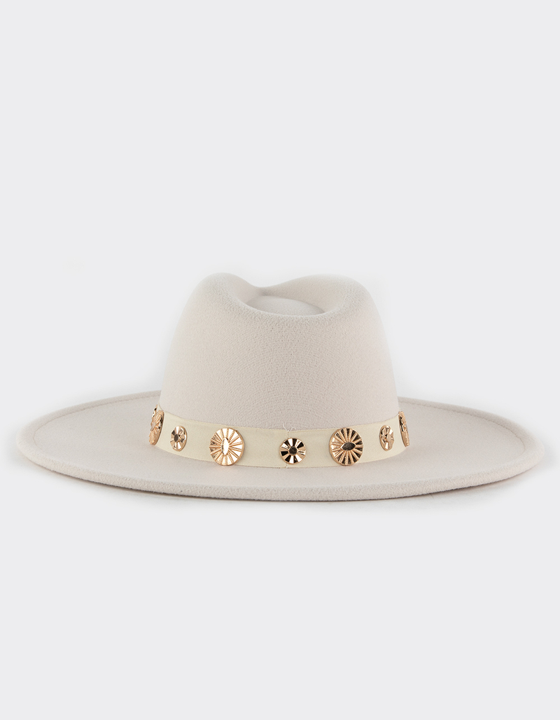 Gold Disc Trim Wool Womens Panama Hat image number 2