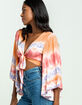 MILEY AND MOLLY Tie Dye Bell Sleeve Tie Front Top image number 2