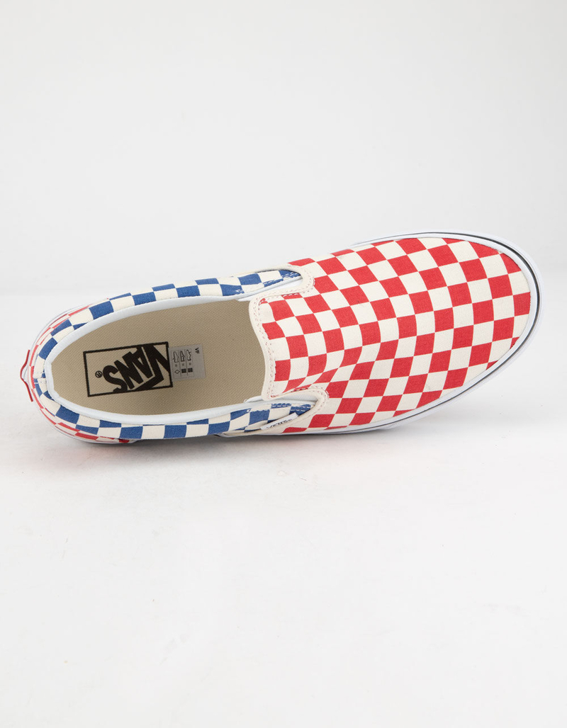 VANS Checkerboard Classic Slip-On Red & Blue Shoes image number 2