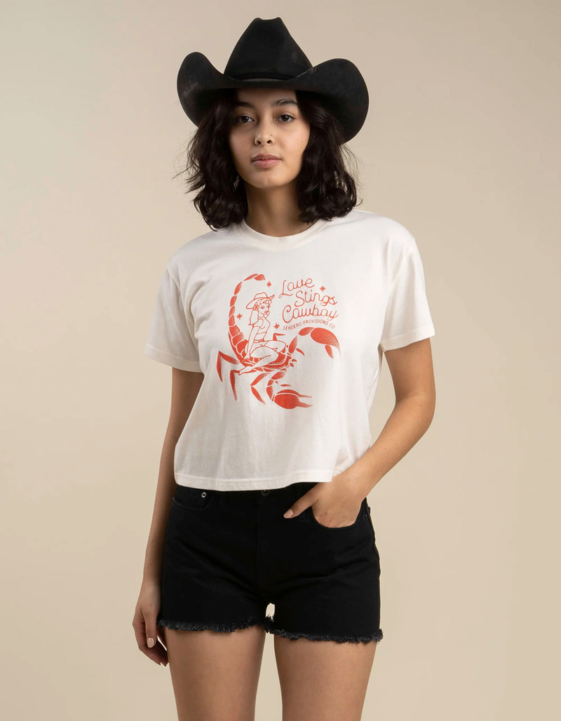 SENDERO PROVISIONS CO. Love Stings Womens Crop Boxy Tee image number 0