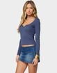 EDIKTED Notch Scoop Neck Long Sleeve Top image number 2