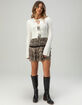WEST OF MELROSE Fuzzy Tie Front Womens Cardigan image number 2