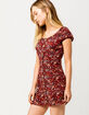 SKY AND SPARROW Floral Peasant Burgundy Dress image number 2