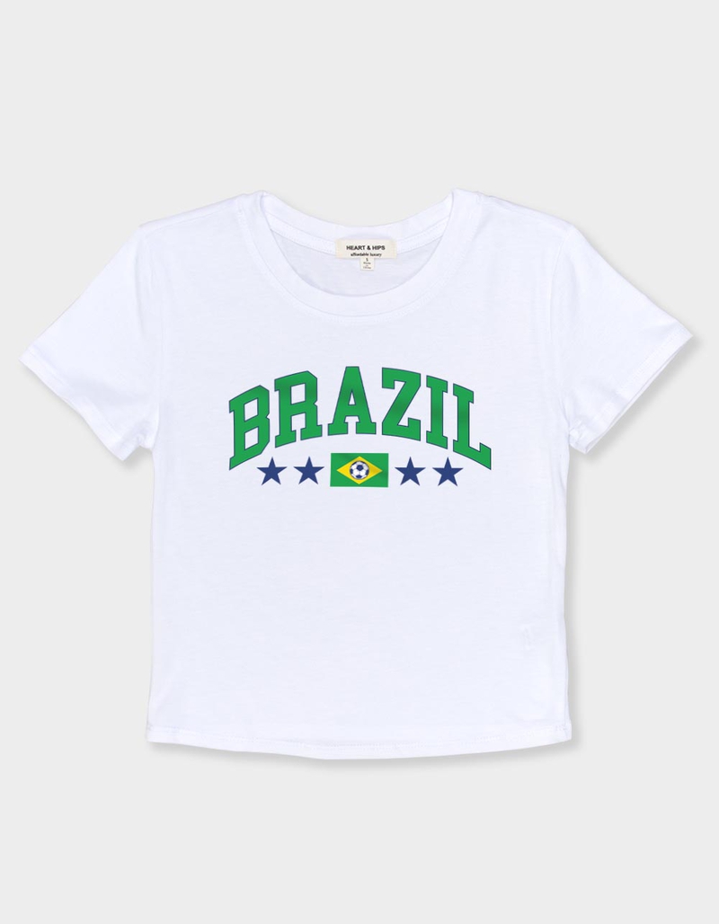 BRAZIL Flag Soccer Womens Baby Tee image number 1
