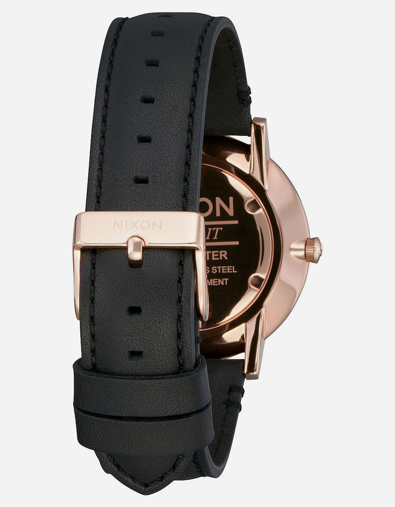 NIXON Porter Leather Rose Gold & Storm Watch image number 2
