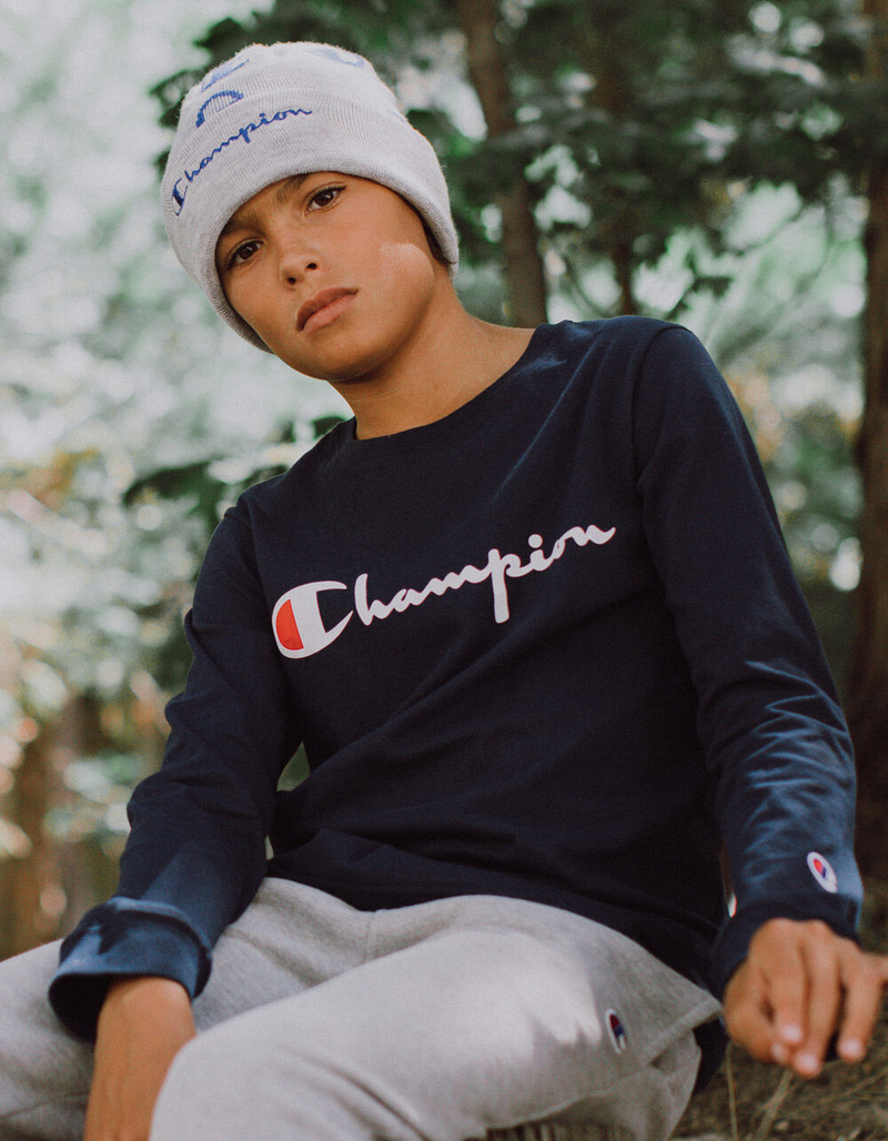 CHAMPION Heritage Script Navy Boys T-Shirt image number 0