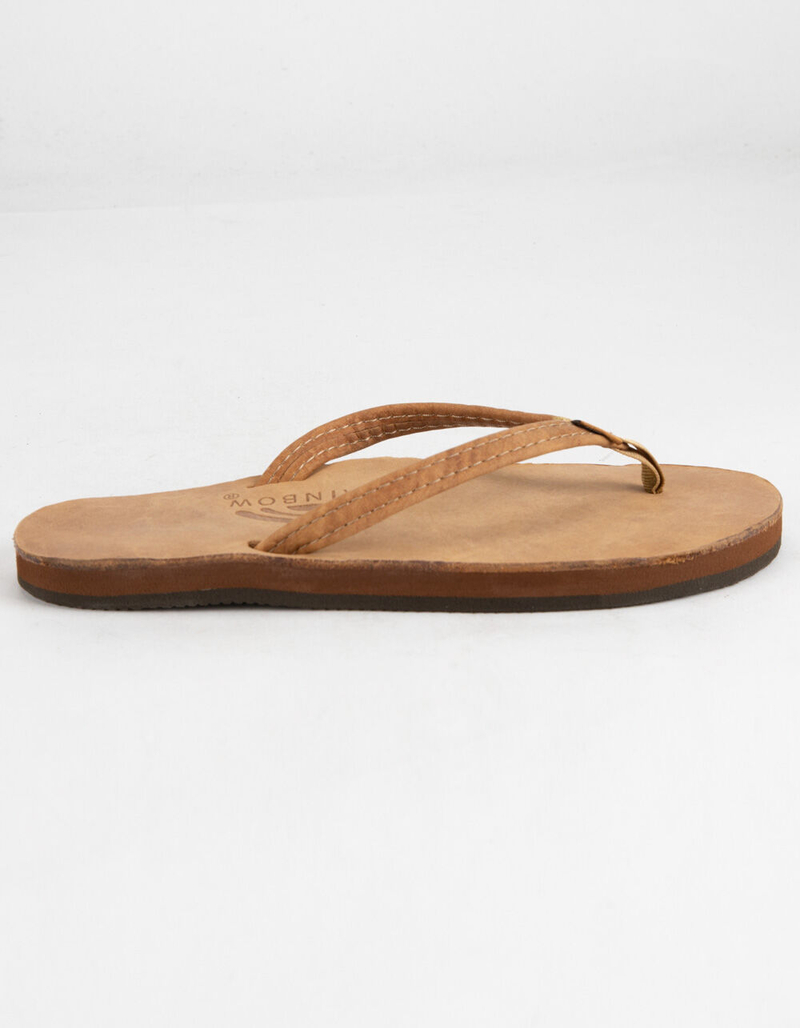 RAINBOW Luxury Leather Single Layer Narrow Strap Womens Sandals image number 2