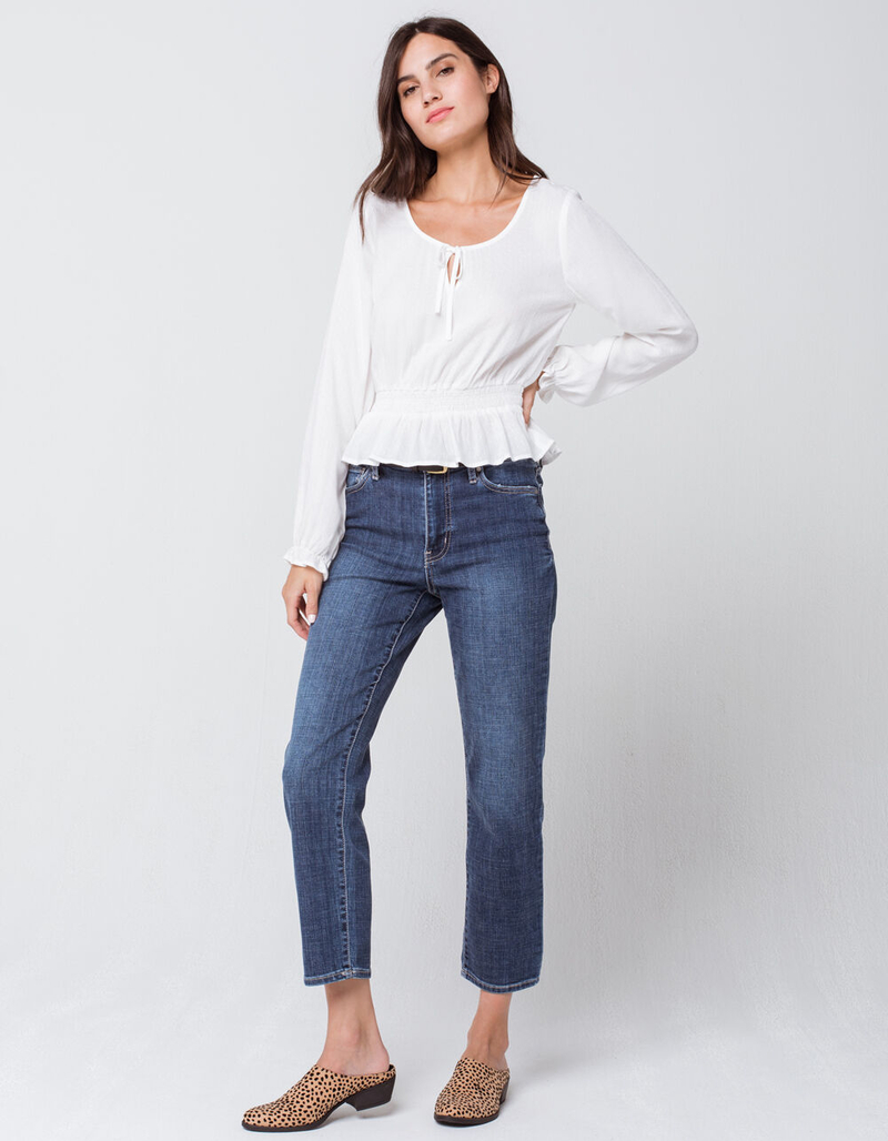 IVY & MAIN Solid Peplum White Womens Peasant Top image number 4