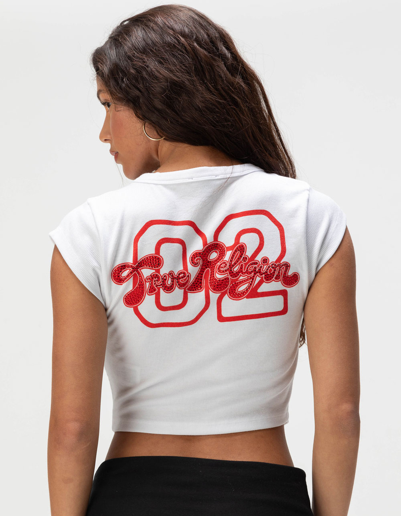 TRUE RELIGION Number Womens Notch Crop Tee image number 0