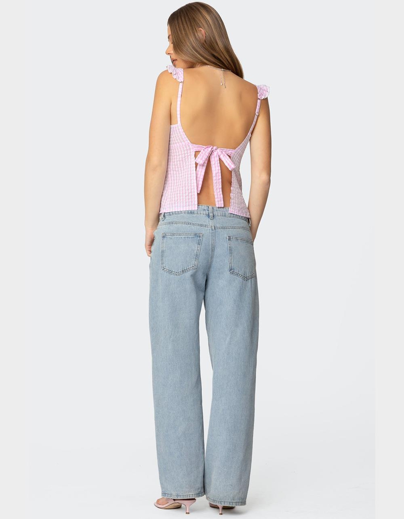 EDIKTED Jenson Backless Gingham Top image number 1