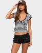 EDIKTED Laia Striped V-Neck Tee image number 1