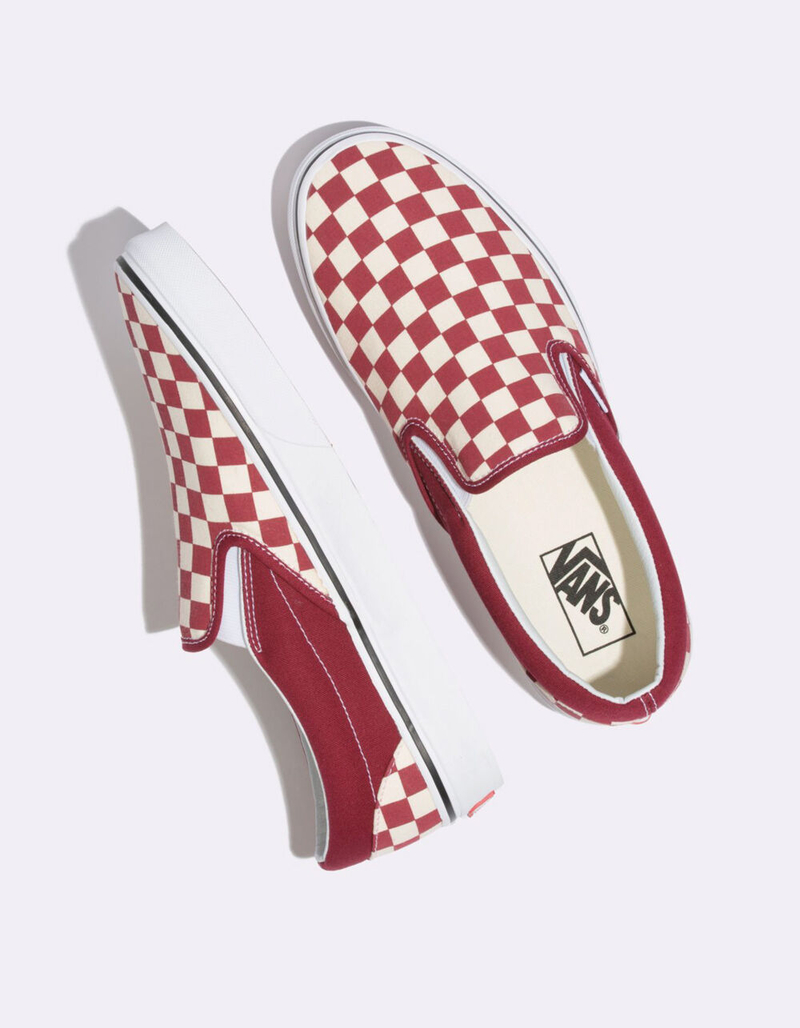 VANS Checkerboard Classic Slip-On Rumba Red & True White Shoes image number 2