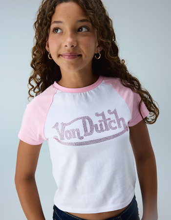 VON DUTCH Rhinestone Girls Raglan Tee Primary Image