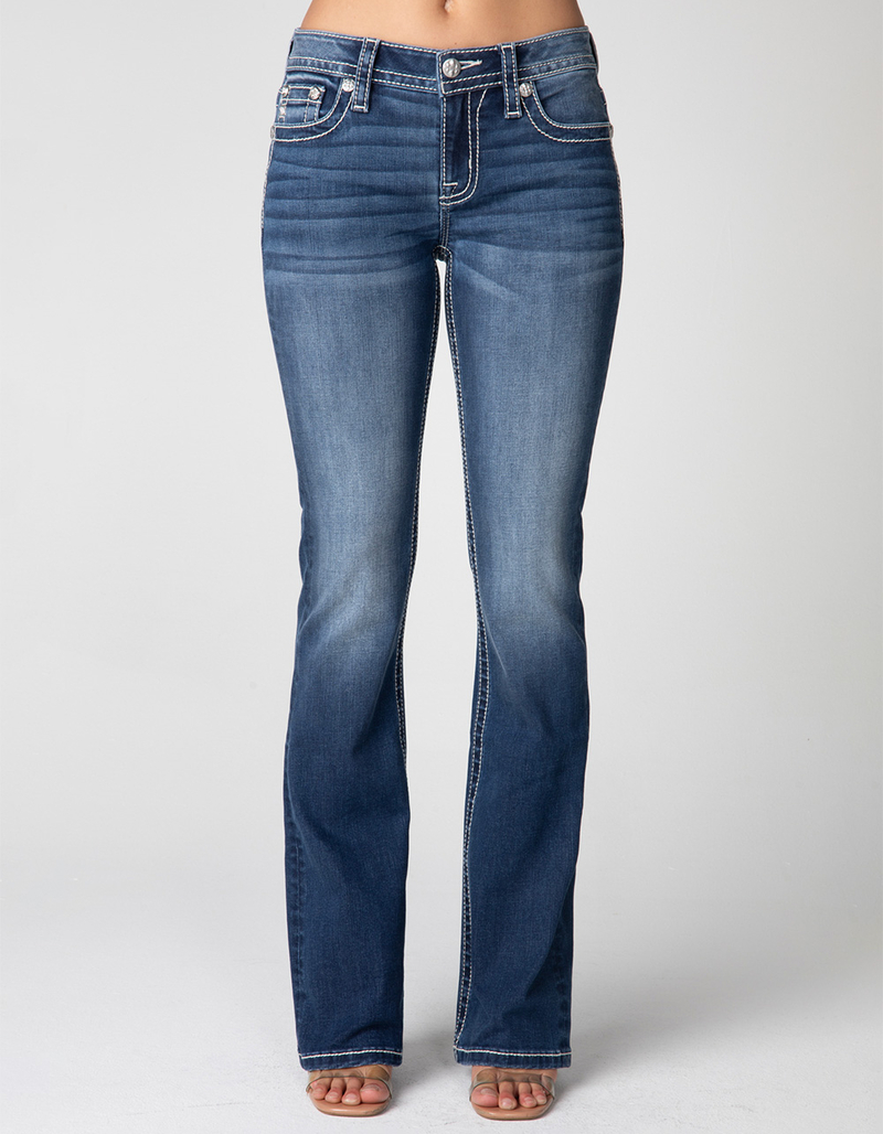 MISS ME Wing Womens Mid Rise Bootcut Jeans image number 1