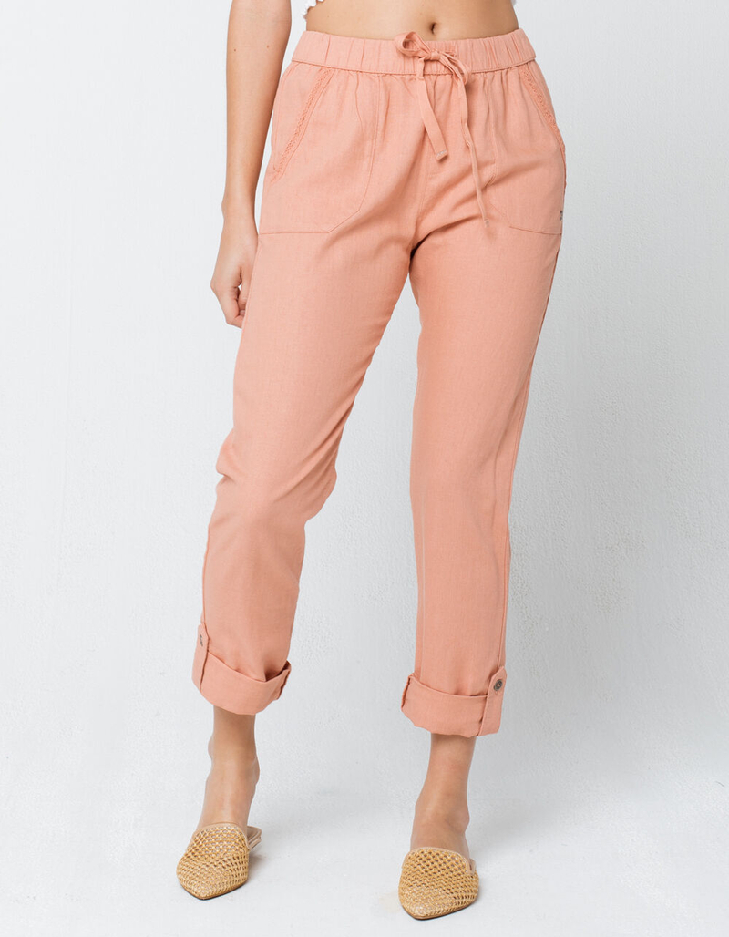 ROXY On The Seashore Womens Peach Linen Pants image number 2