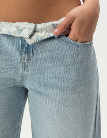 RSQ Womens Fold Over Waistband Baggy Jeans Alternative Image