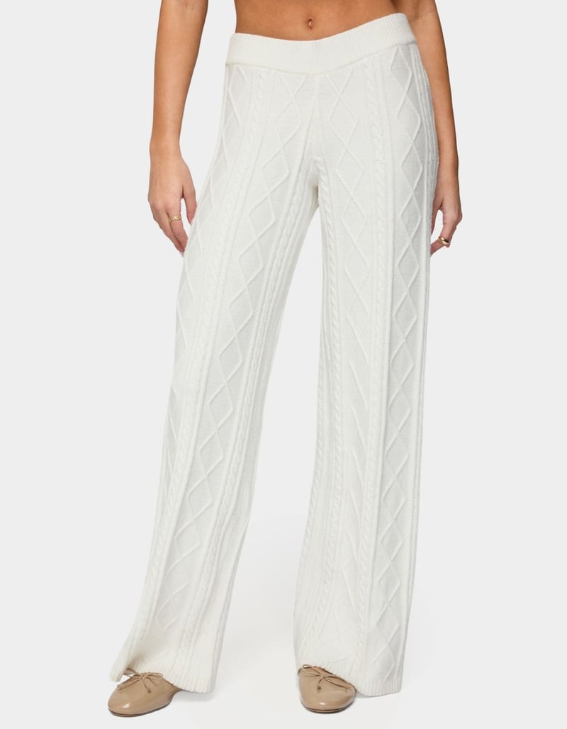 EDIKTED Louise Straight Leg Cable Knit Pants image number 1
