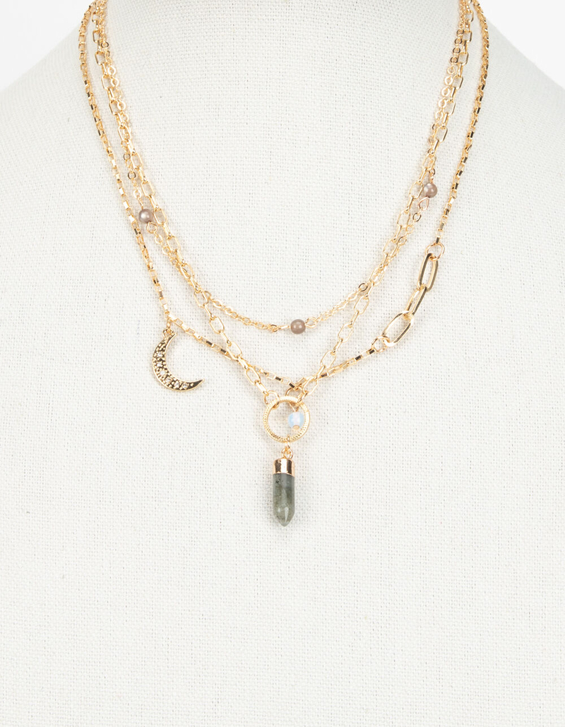 FULL TILT Moon and Stone Layered Necklace image number 1