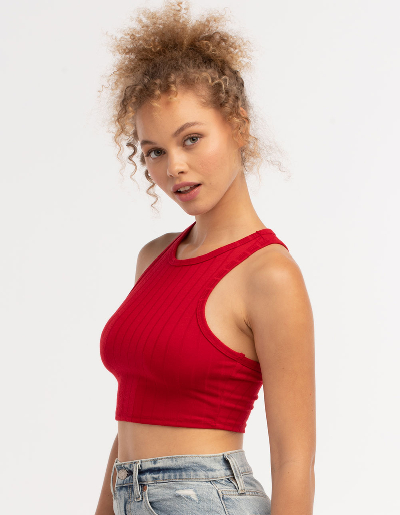 BOZZOLO Womens Ribbed Crop Tank Top image number 1